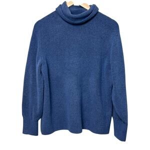 Banana Republic Wool Blend Blue Fluffy Fuzzy Cozy Turtleneck Sweater size XL Top